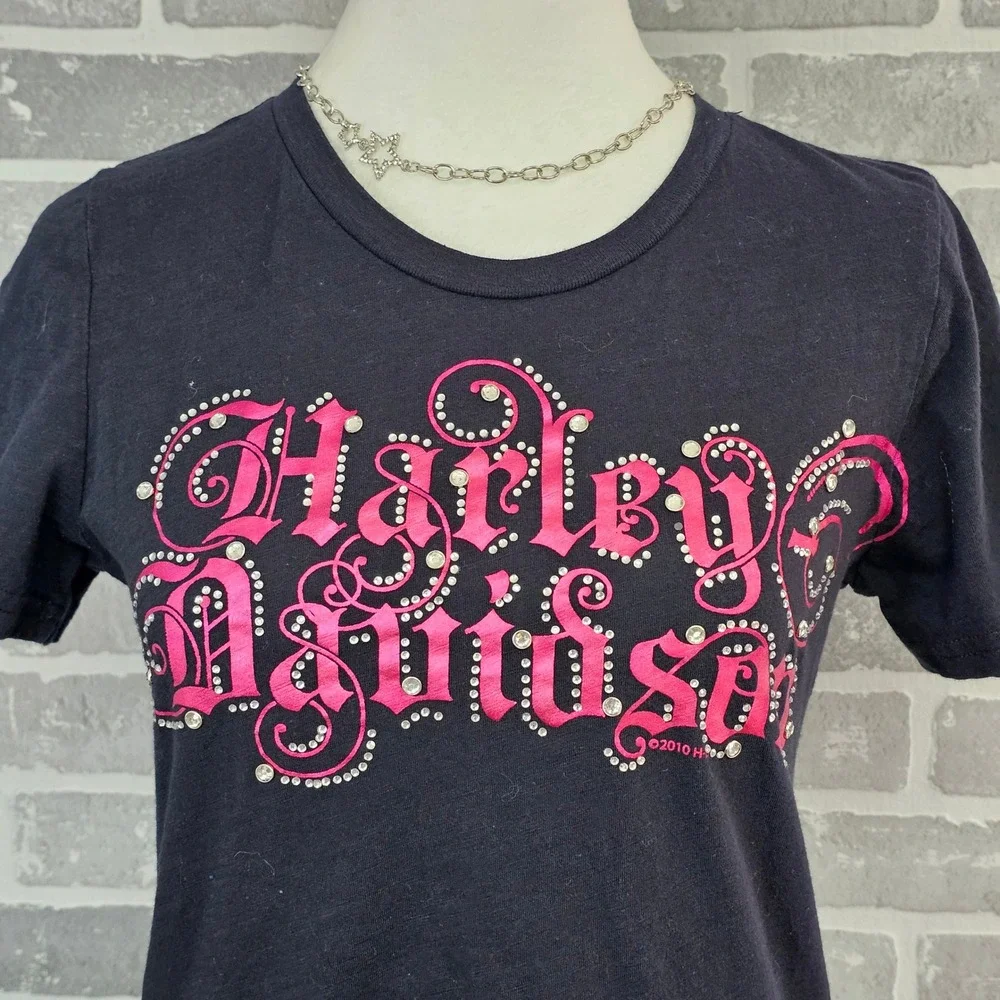 Harley Davidson Black‎ Widow Rhinestone T-Shirt Women's M Port Charlotte Florida